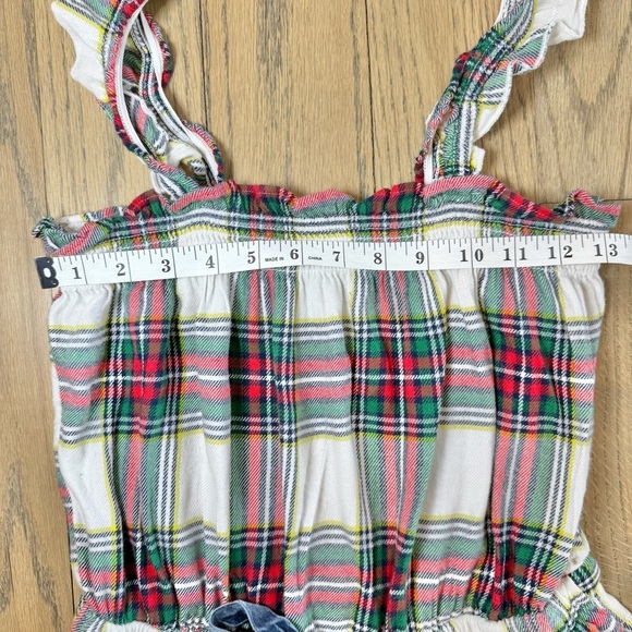 Aerie Women’s Plaid Red and Green Flannel Ruffled Pajama Romper Size Small - Picture 9 of 14